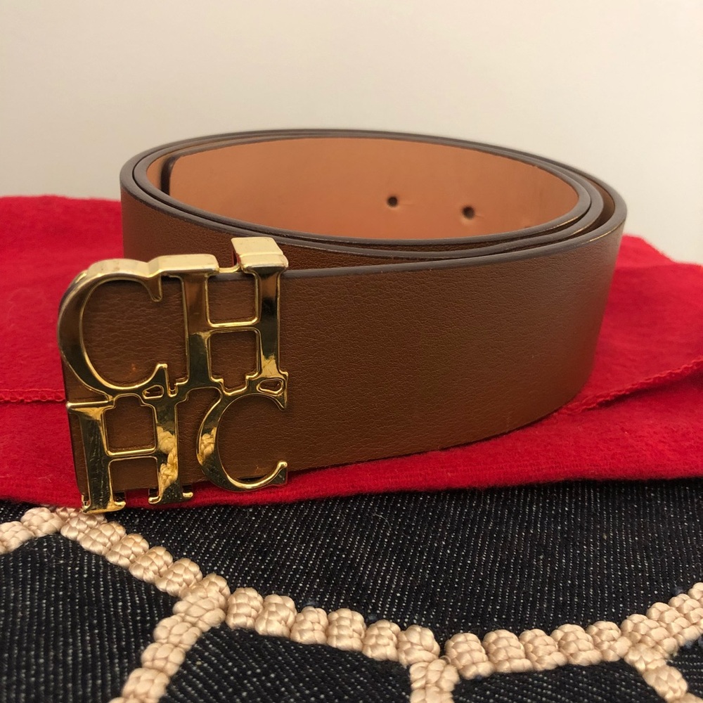 Authentic Carolina Herrera Brown Leather Belt